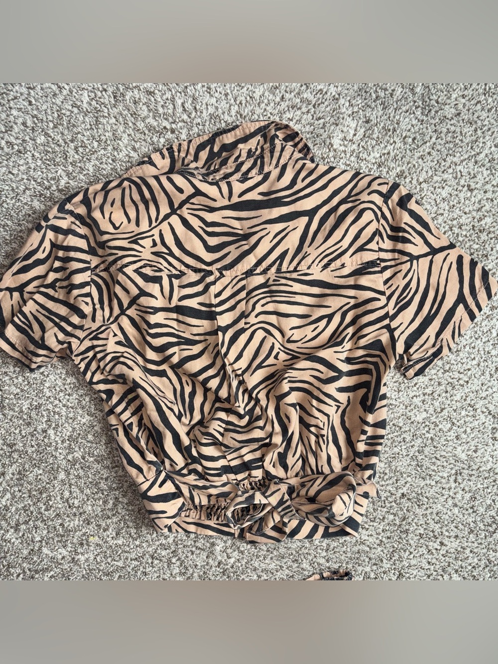 Jane & Delancey Zebra Print Matching Set 🖤 Tan Wide Leg Pants & Tie Back - Picture 8 of 9